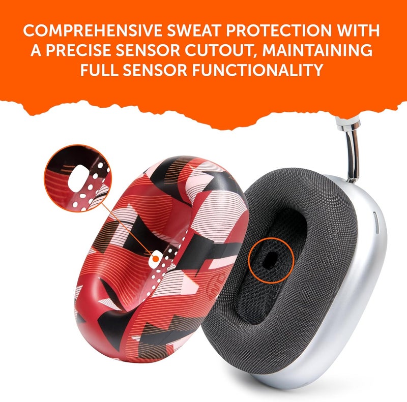 WC SweatZ Max - Patented Protective Earpad Covers for Airpods Max Made by Wicked Cushions | Sweatproof & Easily Washable | Full Earpad Sweat Protection | Red Prism - Image 4